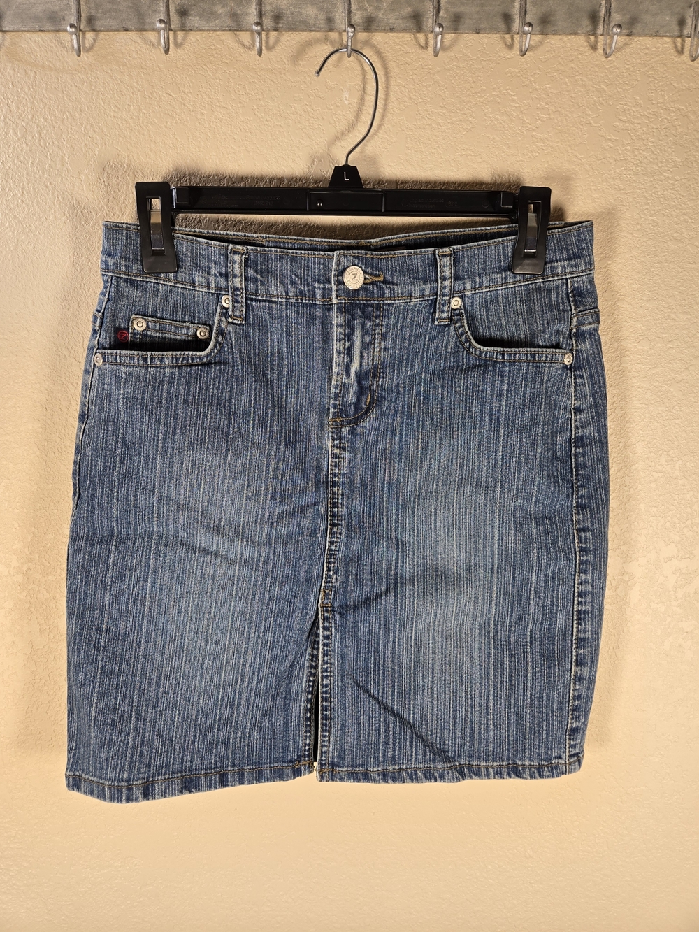 Vintage Z. Cavaricci Blue Denim Skirt with Branded Leather Patch